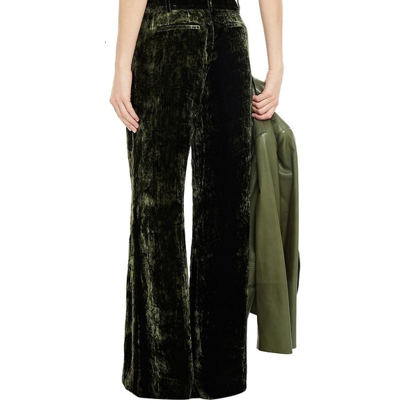 Frame Brand SOFT crushed velvet forest green pants - Picture 3 of 5